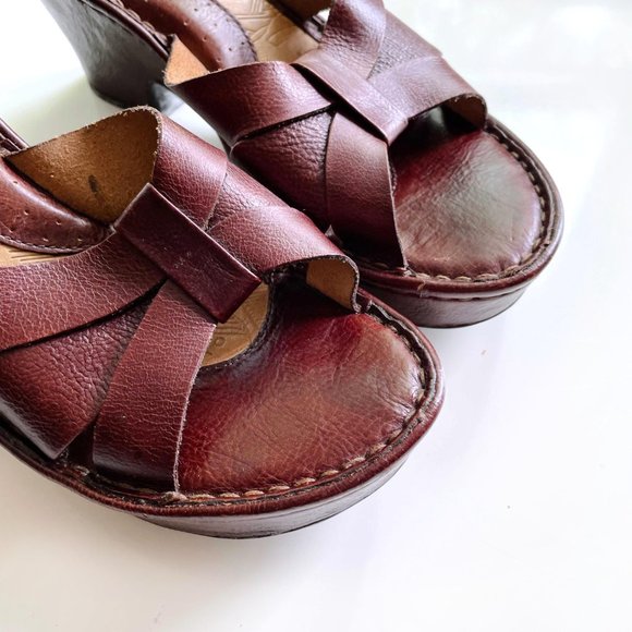 born open toe leather slip on clog sandals - size 7 - Picture 2 of 7